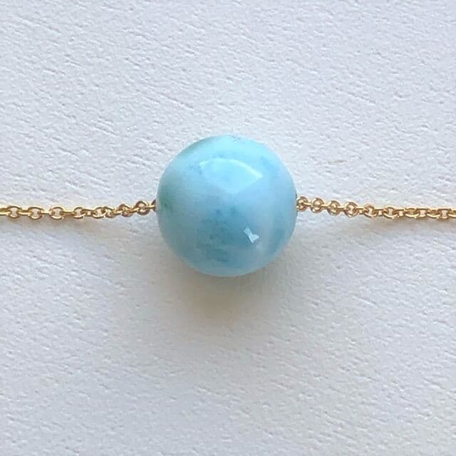 ラリマーひとつぶネックレス　正面