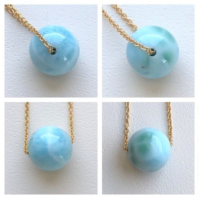 ラリマーひとつぶネックレス　全体